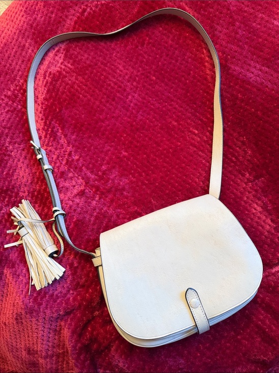 Polo Ralph Lauren Handbags - Polo by Ralph Lauren Cream Crossbody Saddle Bag with Tassel
